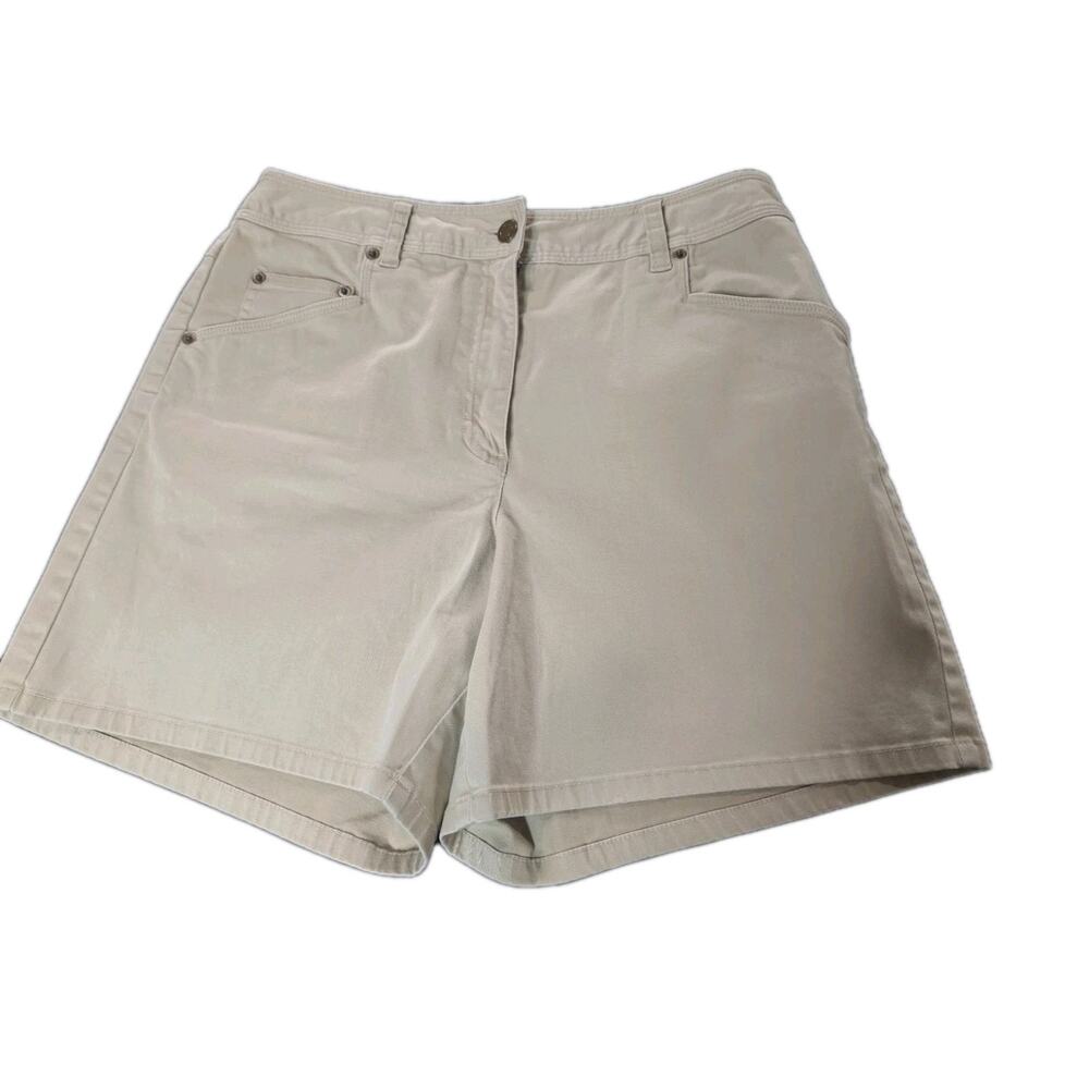 Talbots Shorts Chino Women's Size 10 Petite Bermuda Khaki Preppy Beige Stretchy